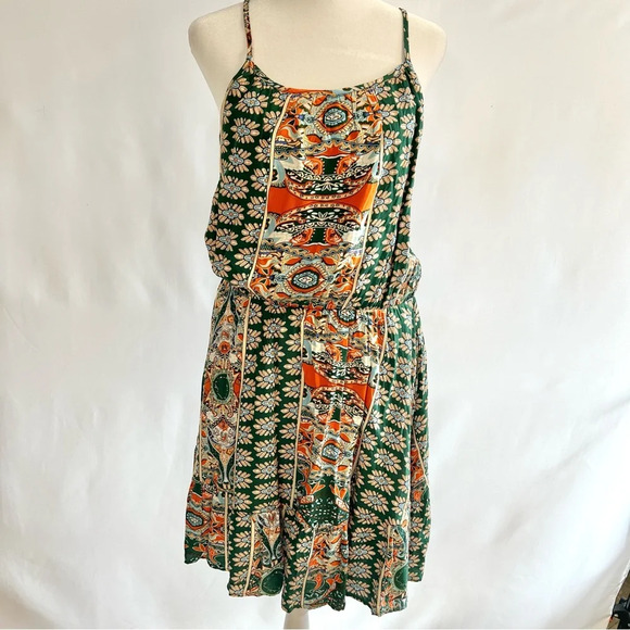 Fashion Bug Dresses & Skirts - NWT Fashion Green Orange Paisley Bohemian Hippie Casual Dress Women Size Medium